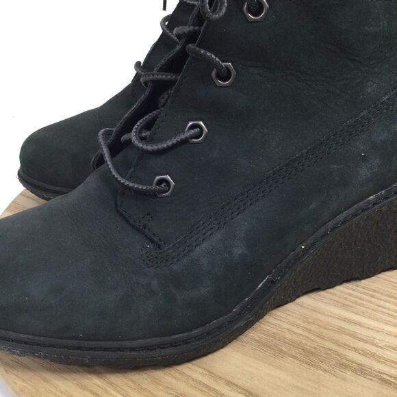 Timberland Womens Amston Wedge Ankle Boot Earthkeepers Leather Black Size US 8 - Picture 6 of 14